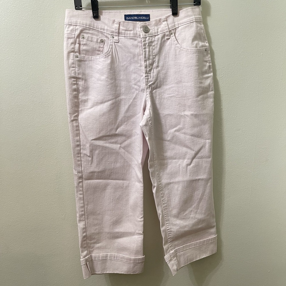 Bandolino Blu Women's Size 6 Pink Capri Pants Stretch Cuffed Cropped Jeans